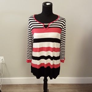 Avenue Women's Plus Size 3/4 length sleeve striped top 18/20